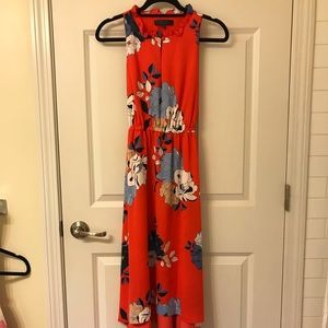 Ankle length Res dress with Flowers Size S